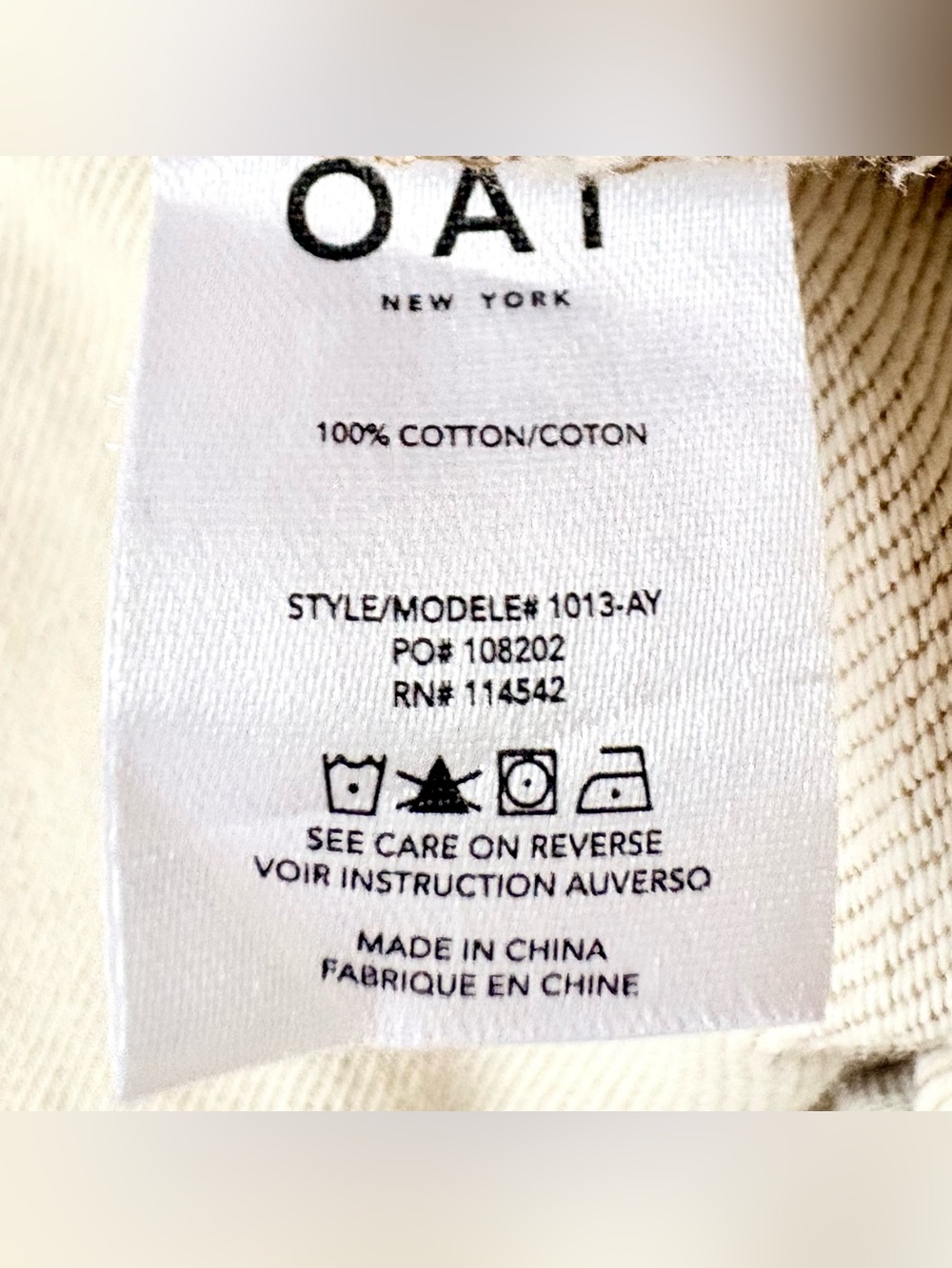NWT OAT New York High-Rise Straight Ankle Jeans Ivory Size 29 - Picture 13 of 16